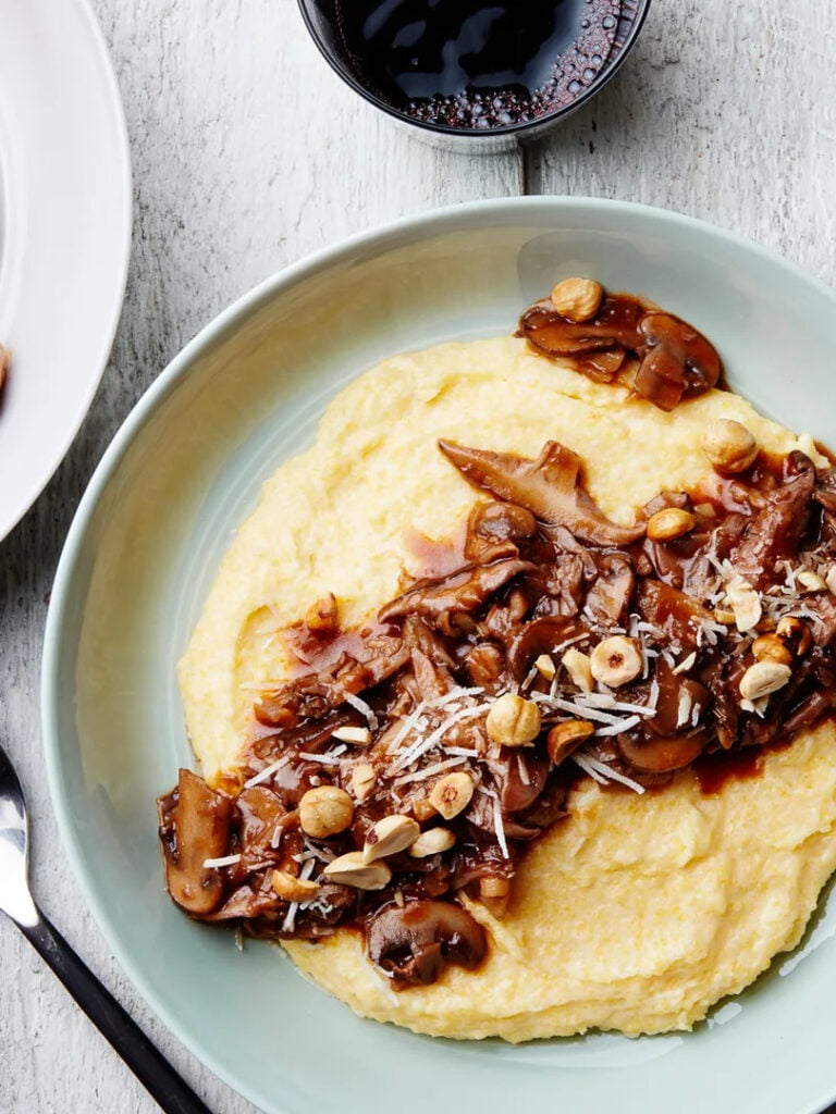 Parmentier con ragú de champiñones y nueces con Thermomix